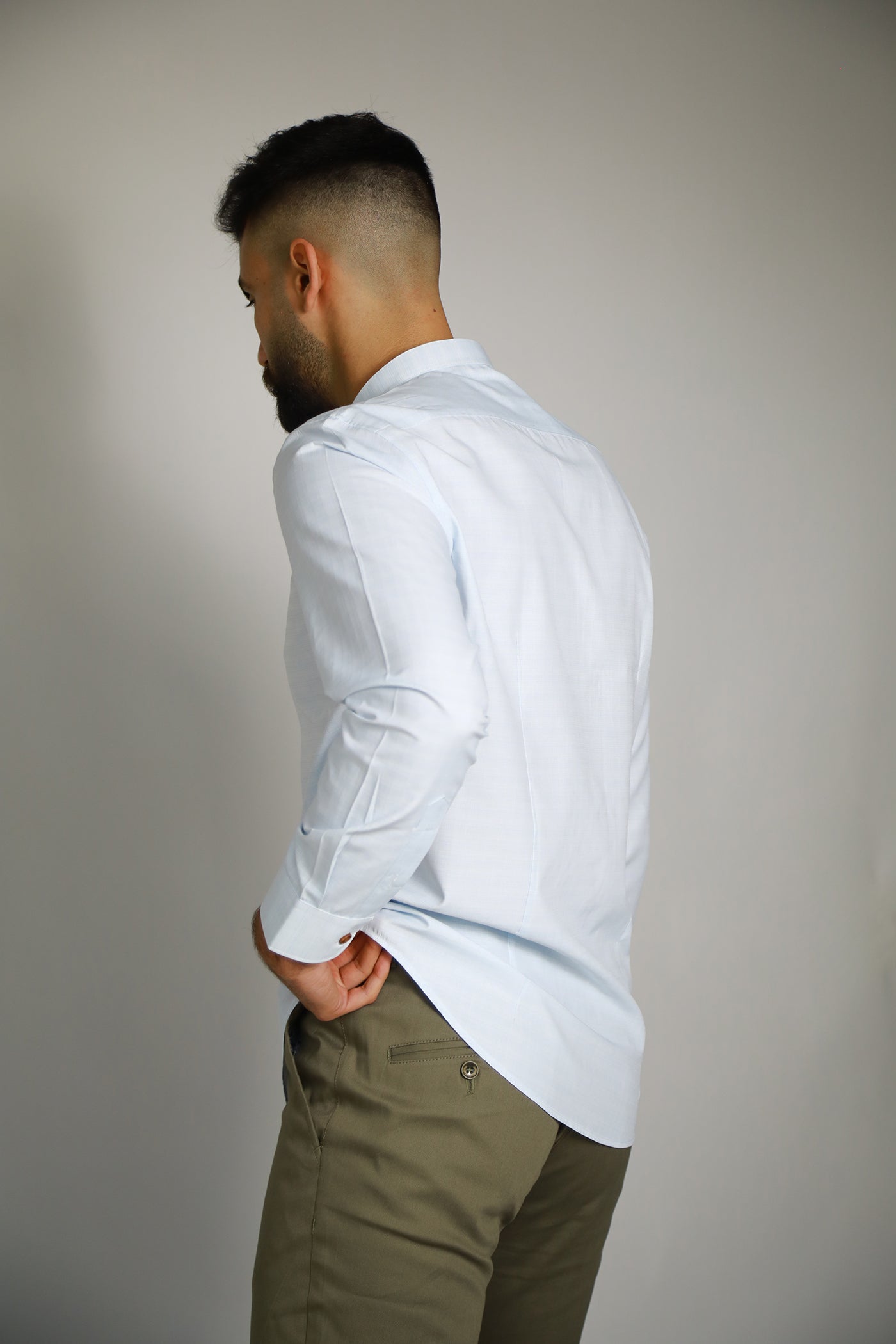 Mandarin Collar Shirt - Light Blue