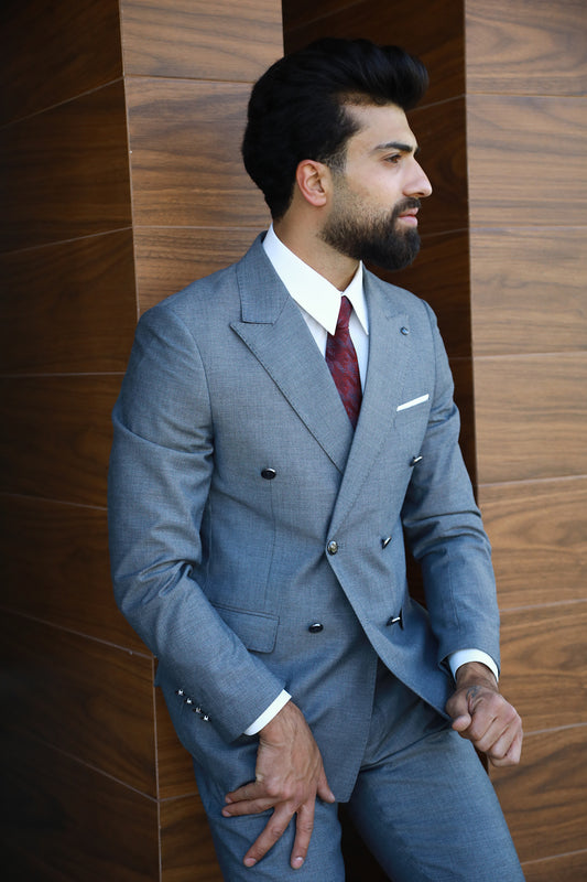 Double Breasted Suit - Grey