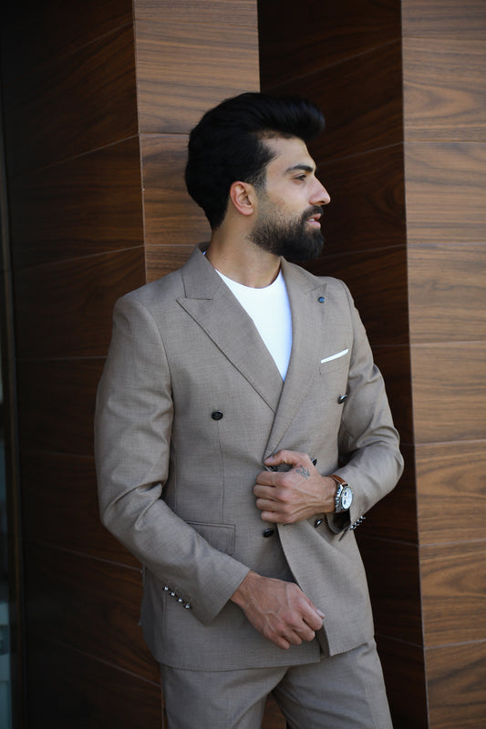 Double Breasted Suit - Beige