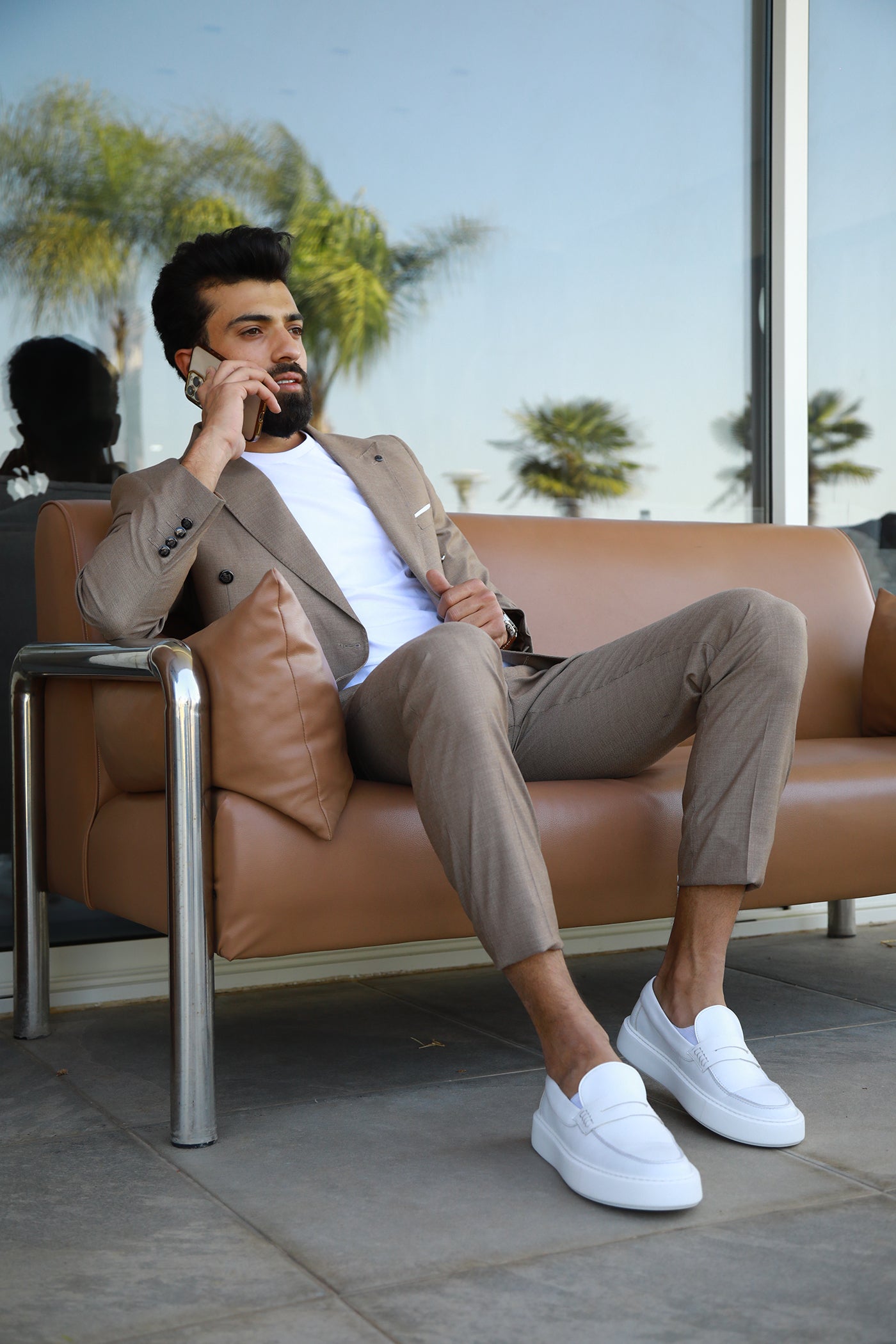 Double Breasted Suit - Beige