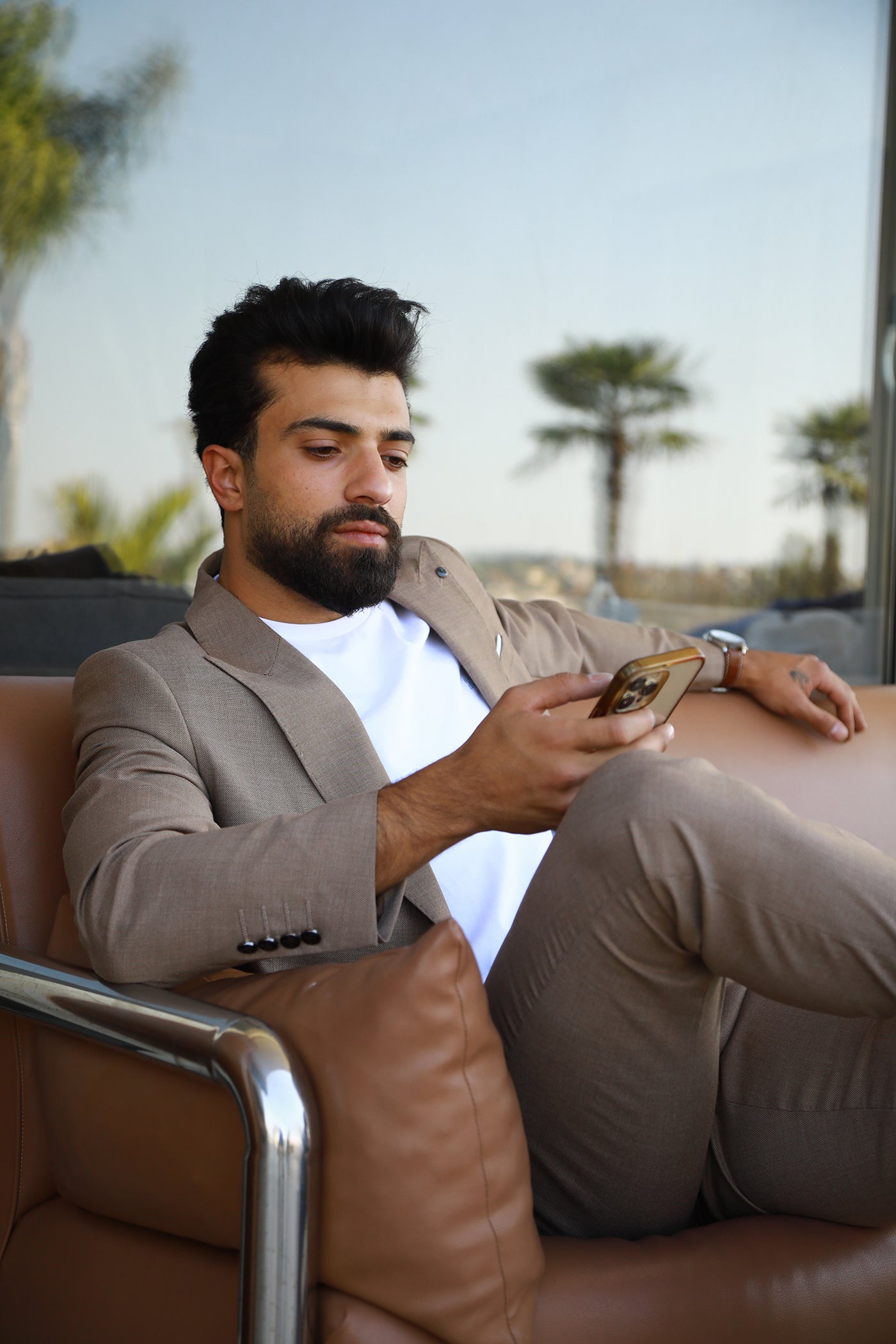 Double Breasted Suit - Beige