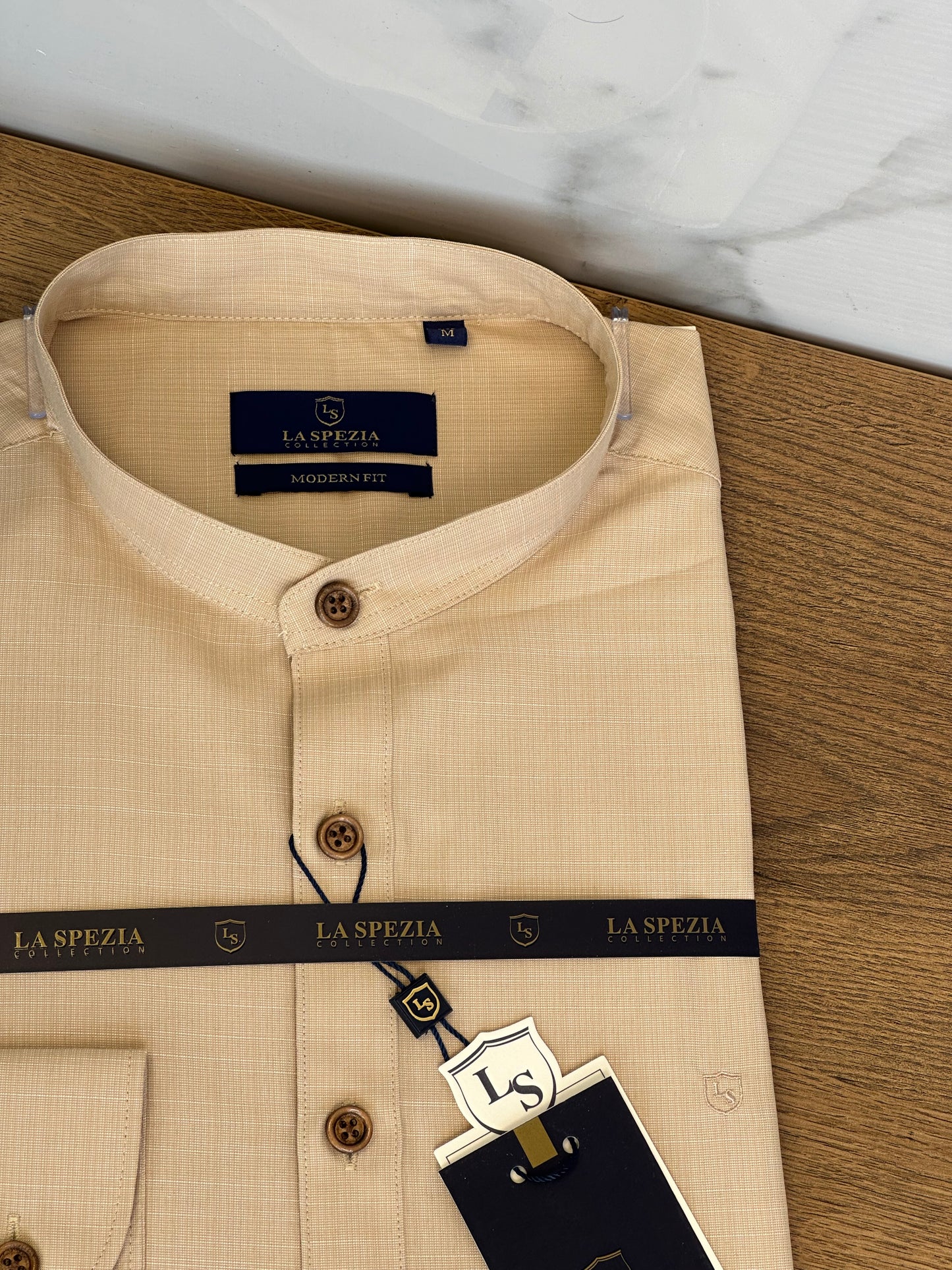 Mandarin Collar Shirt - beige