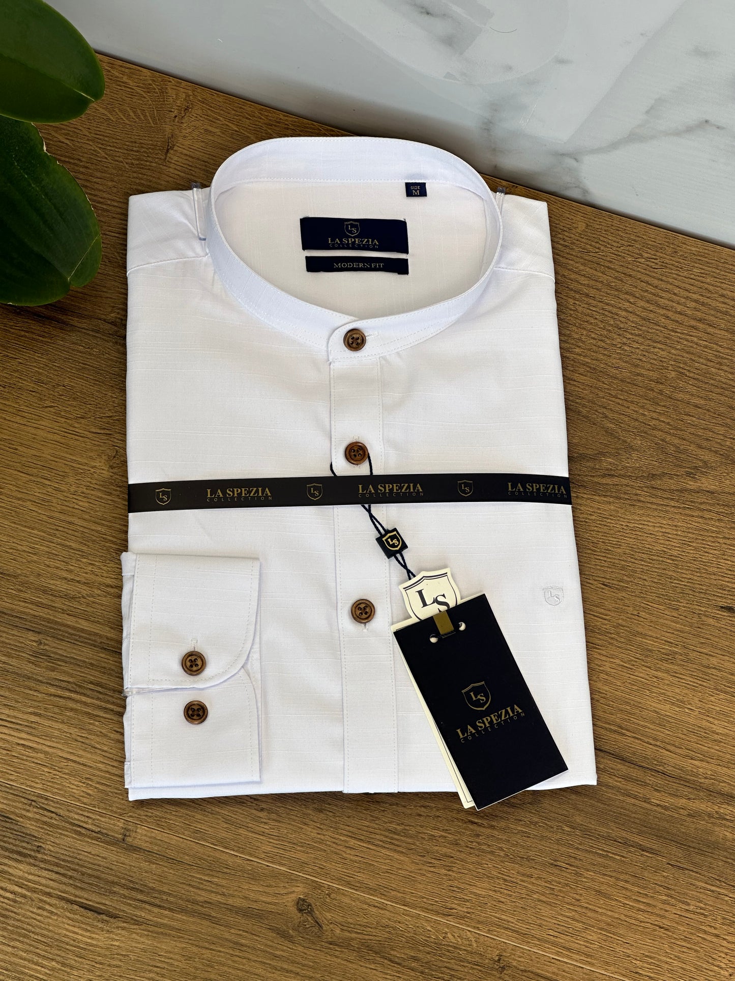 Mandarin Collar Shirt  - White