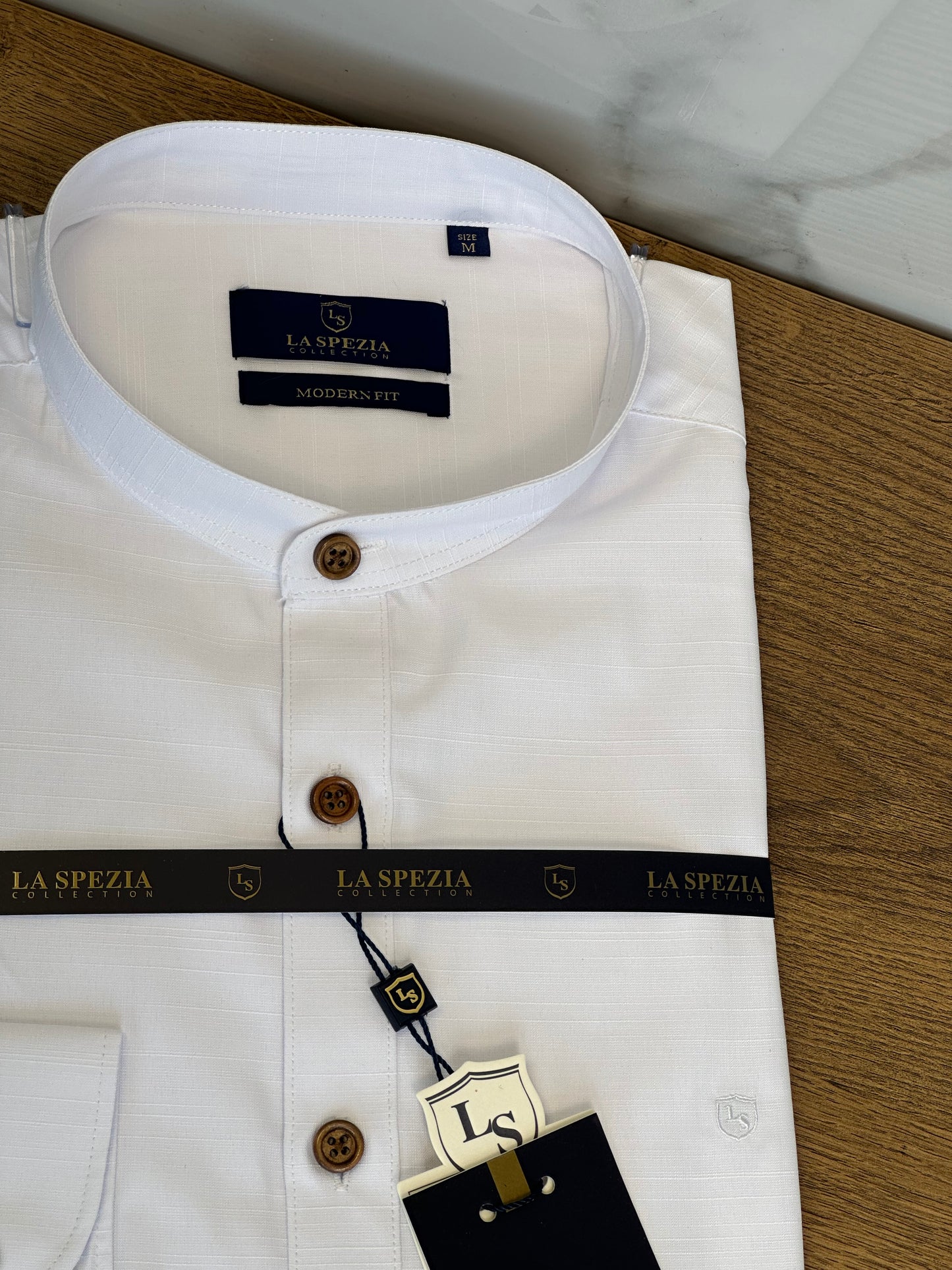 Mandarin Collar Shirt  - White