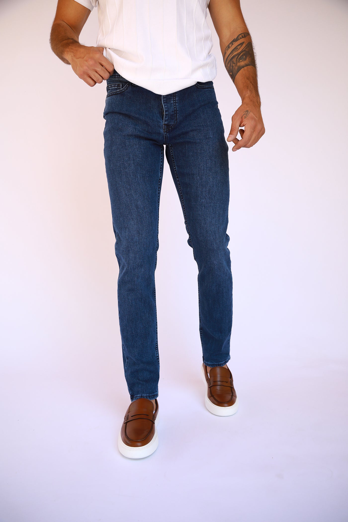 Slim Fit Jeans - Mid Blue