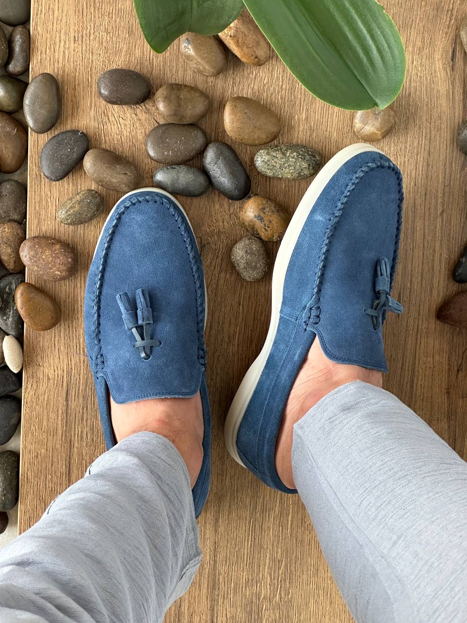 Split Suede Moccasin - Blue