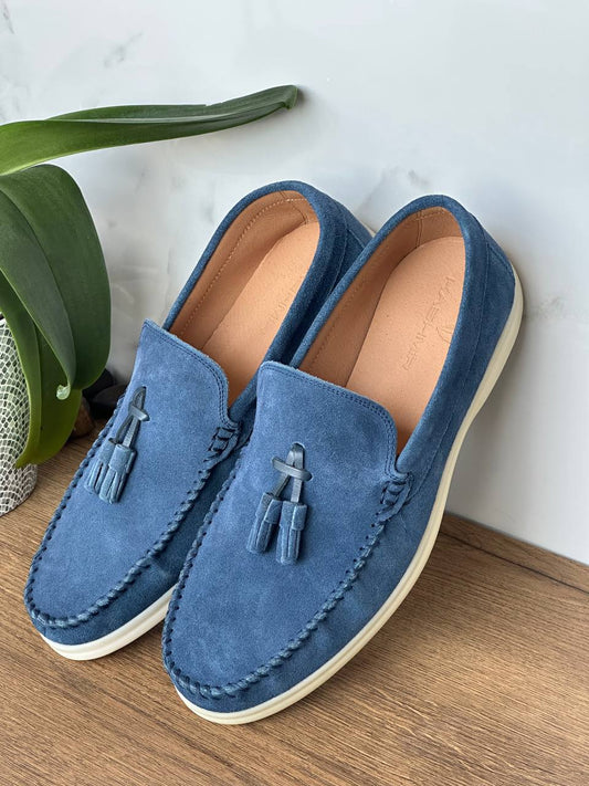 Split Suede Moccasin - Blue