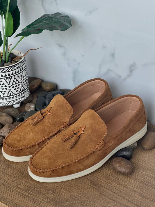 Split Suede Moccasin - Havana