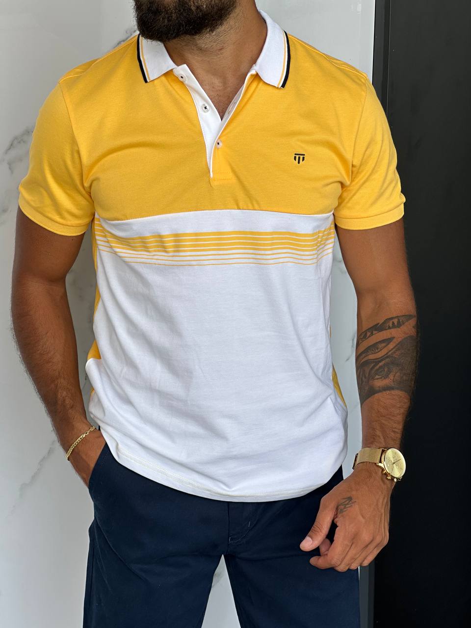 Daul Color Polo - Yellow